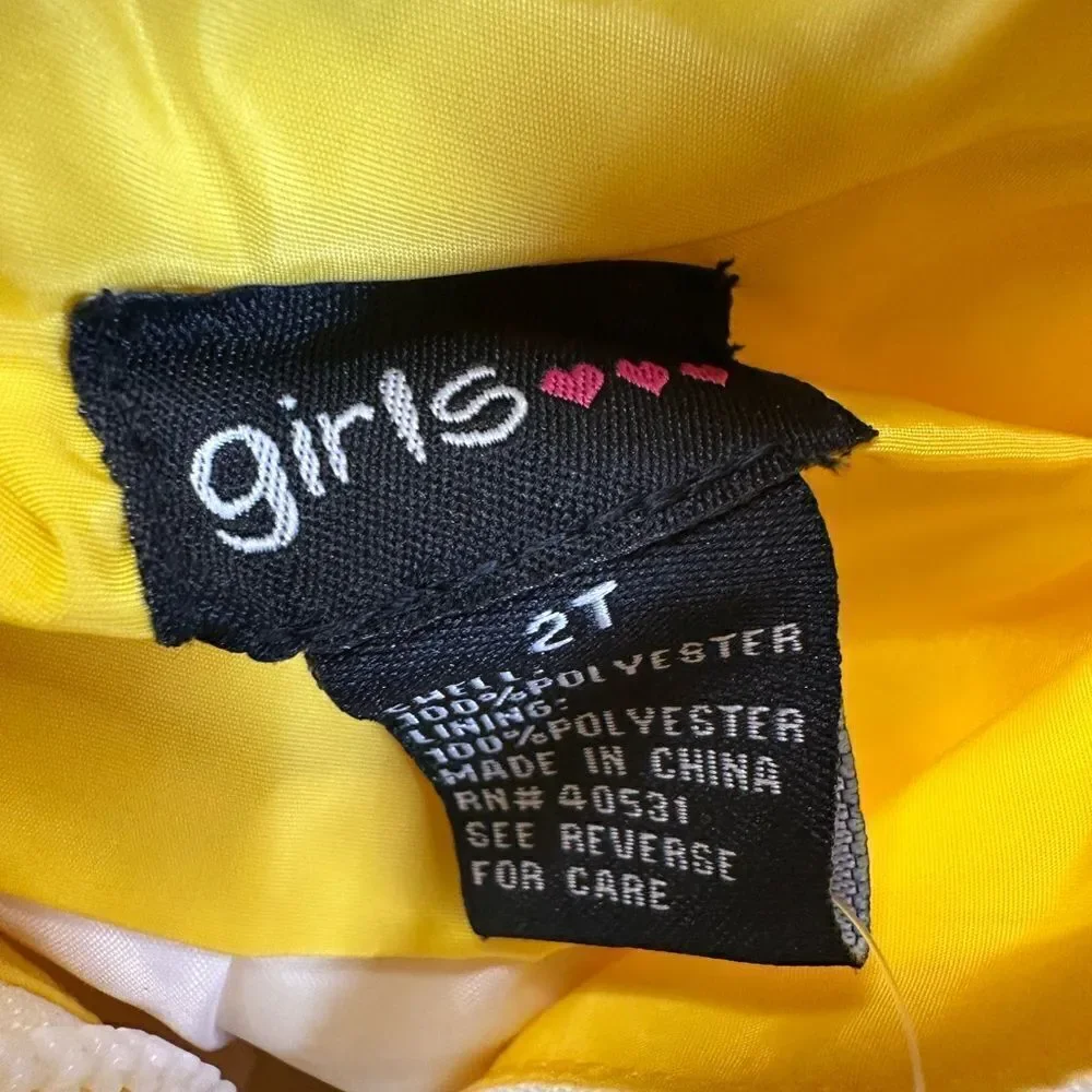 NWT Girls Toddler Yellow Lightweight Full Zip Windbreaker Jacket Hood Size 4T